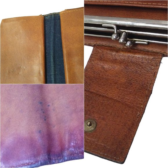 Vintage 70s-80s Levi Strauss & Co Leather Wallet Kiss-Lock Check/Bills Logo Tan - Picture 8 of 13